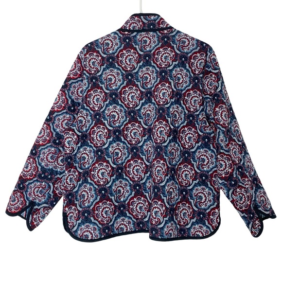 Vintage Quilted Jacket Reversible Womens Size XL Large Bon Worth Paisley Striped - Picture 2 of 11